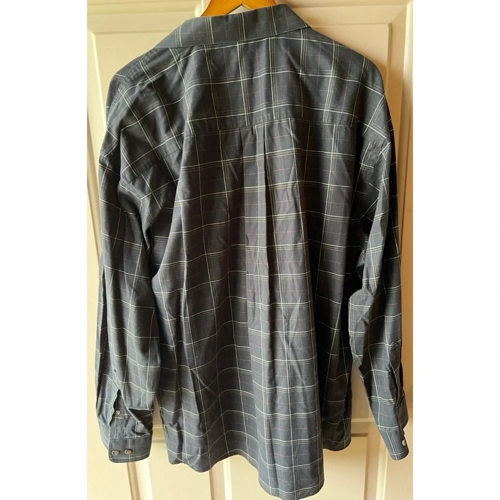 ENRO Men's Black Small Stripe Button Front No Iron Cotton Twill Shirt EUC #851